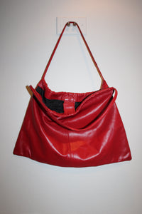Vintage Sisley Leather Drawstring Handbag