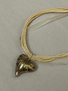 3D Engraved Heart Pendant Multi-Strand Necklace