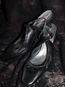 Prada Leather Slingback Kitten Heels