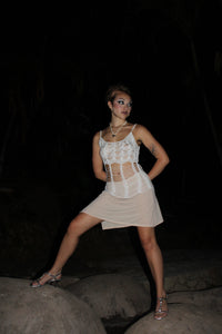 Crochet Beaded Net Tank Top