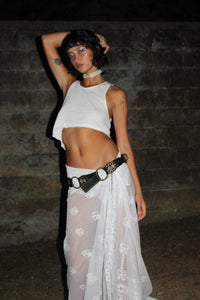Betsey Johnson Embroidered Leather Belt