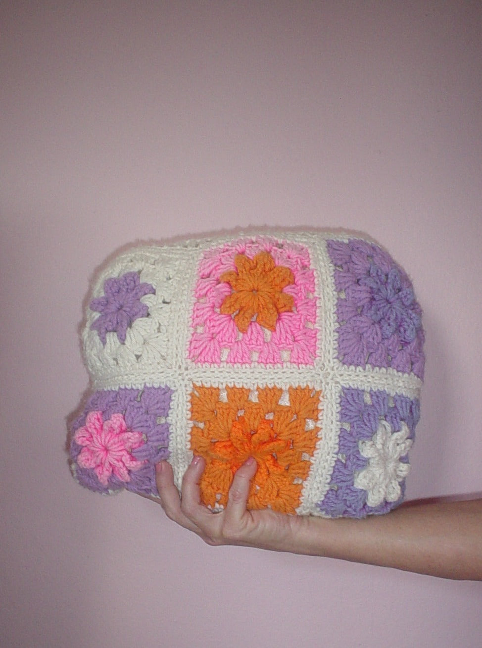 Vintage Crochet Flower Pillow
