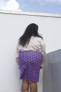 Plus Geometrical-Pattern Stretch Midi Skirt